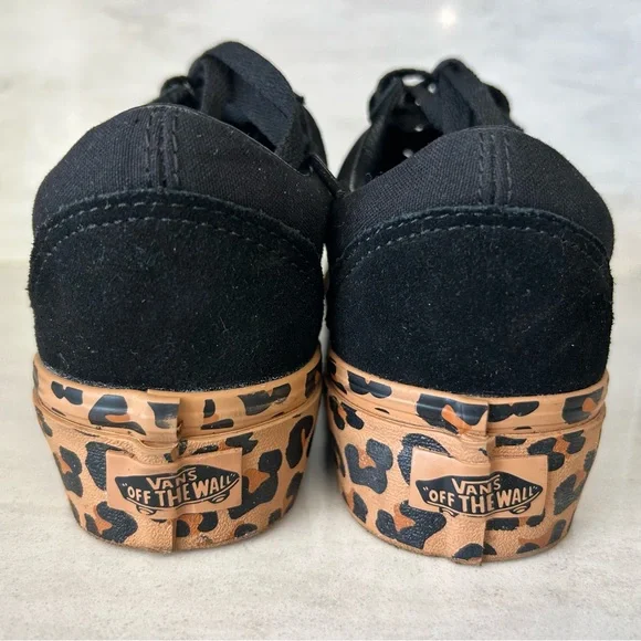 Vans Black and Leopard Print Platform Sneakers - Picture 4 of 8